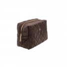 Quiltet toalettmappe small - chocolate brown thumbnail