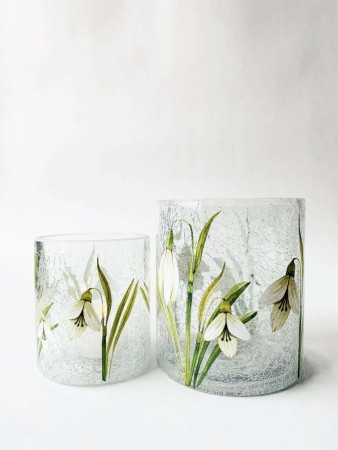 Lysglass krakelert snøklokker 9x10