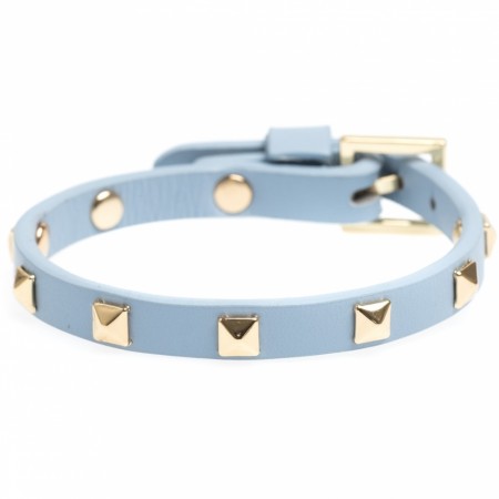 leather stud bracelet mini light blue