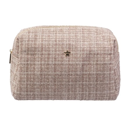 Tweed toalettmappe large - warm taupe 