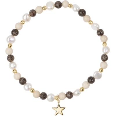 stein & perlearmbånd m/charm 4 mm - neutral mix