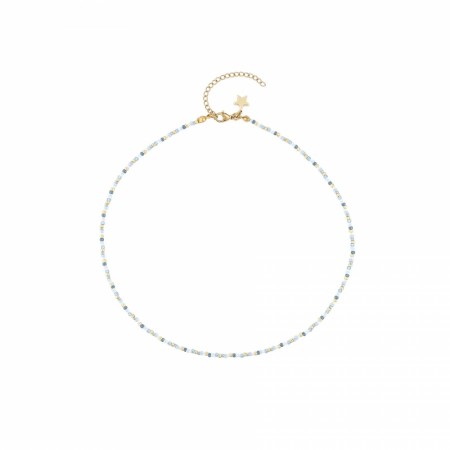 glassperle halskjede 2mm - light blue mix 