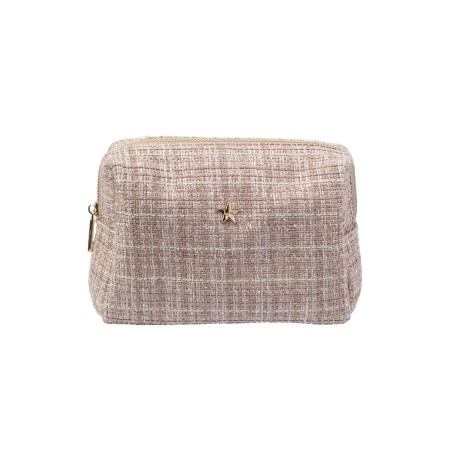 Tweed toalettmappe small - warm taupe