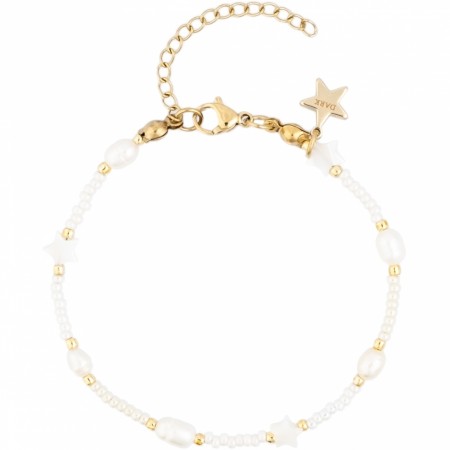 glass bead bracelet w/mop star & pearls