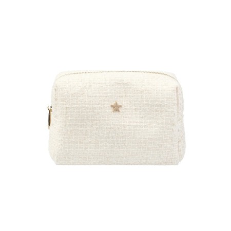 Tweed toalettmappe small - off white