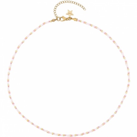 glassperle halskjede 2 mm - light rose mix