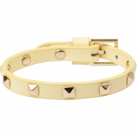 leather stud bracelet mini pale yellow
