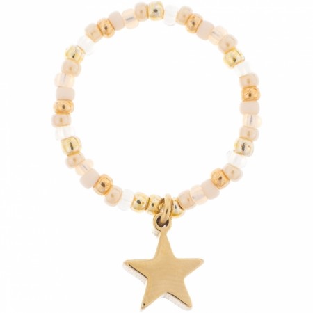 Glass bead ring 2 mm w/star - Champagne Mix 