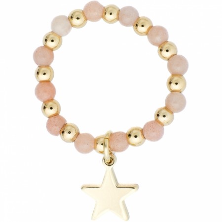 Stone Bead Ring 3 mm W/star - sunstone