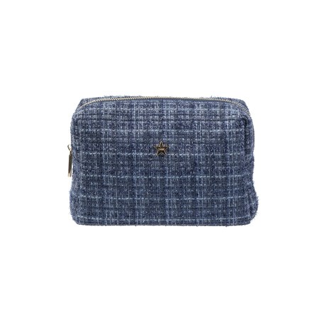 Tweed toalettmappe small - grisalle blue