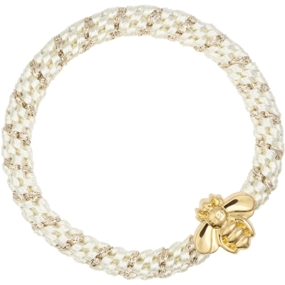 Fat hair tie - pale yellow w/bee