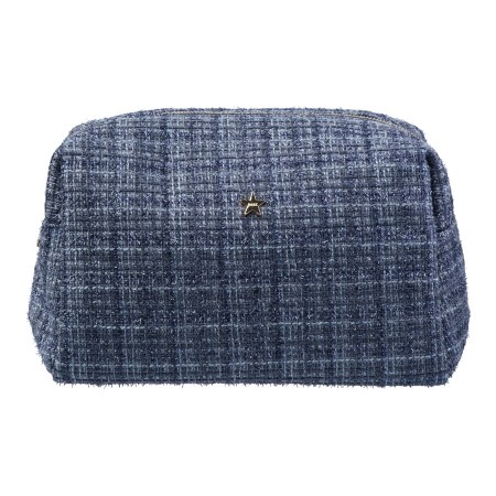 Tweed toalettmappe large - grisalle blue